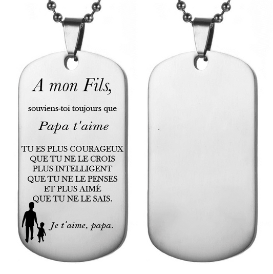 Collier "A mon Fils" Gravé — Cadeau de Maman ou Papa Papa - Les Bijoux de Marilou