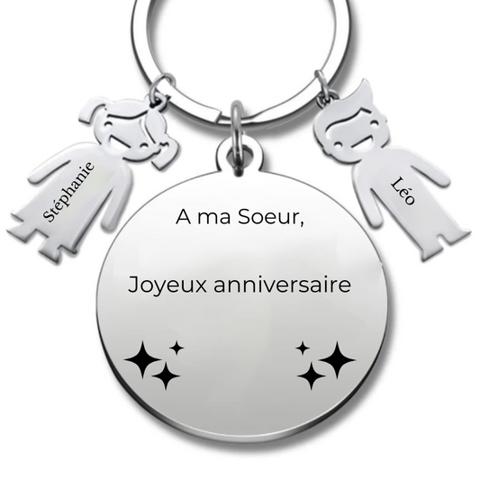 Porte-clé personnalisé Joyeux Anniversaire ma Soeur