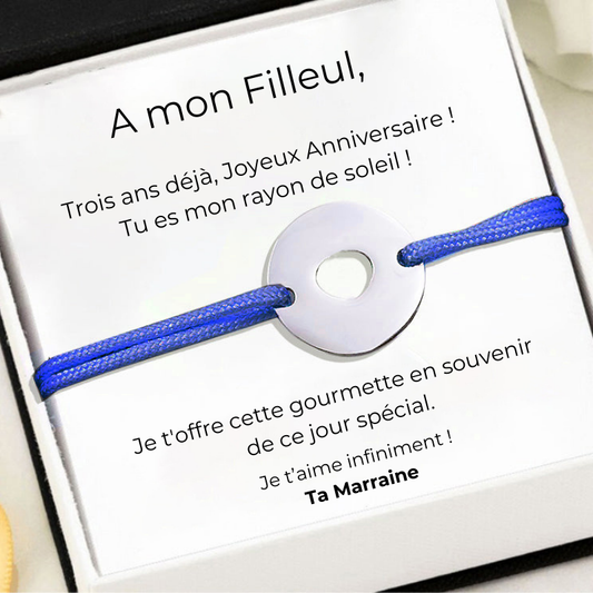 Gourmette Ajustable "A mon Filleul" - Cadeau Garcon 3 ans