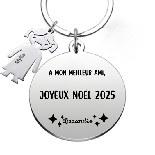 Porte-clé personnalisé Joyeux Noël Meilleur Ami