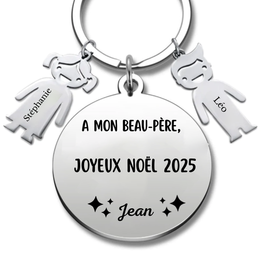 Porte-clé personnalisé Joyeux Noël Beau-Père