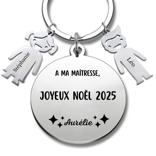 Porte-clé personnalisé Joyeux Noël Maitresse