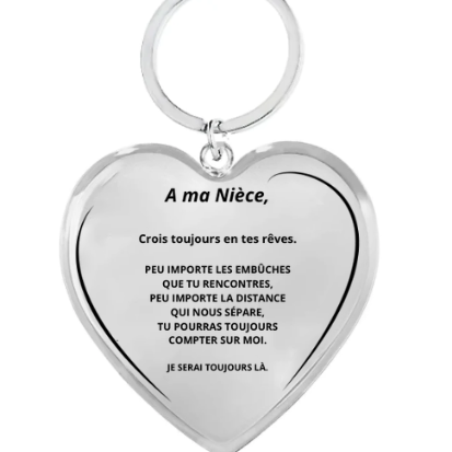 Porte-Clefs Coeur A ma Nièce Personnalisé