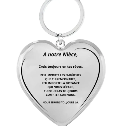 Porte-Clefs Coeur A ma Nièce Personnalisé