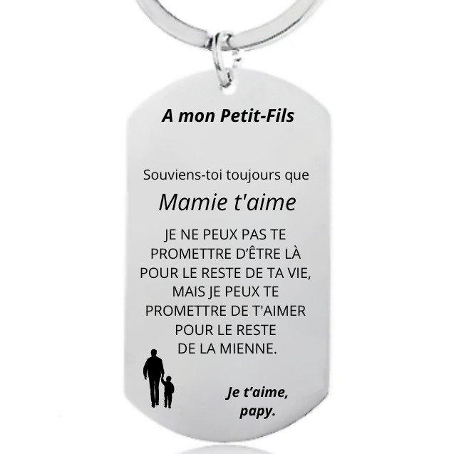 Le Porte-Clefs "A mon Petit-Fils" - Personnalisation FACE