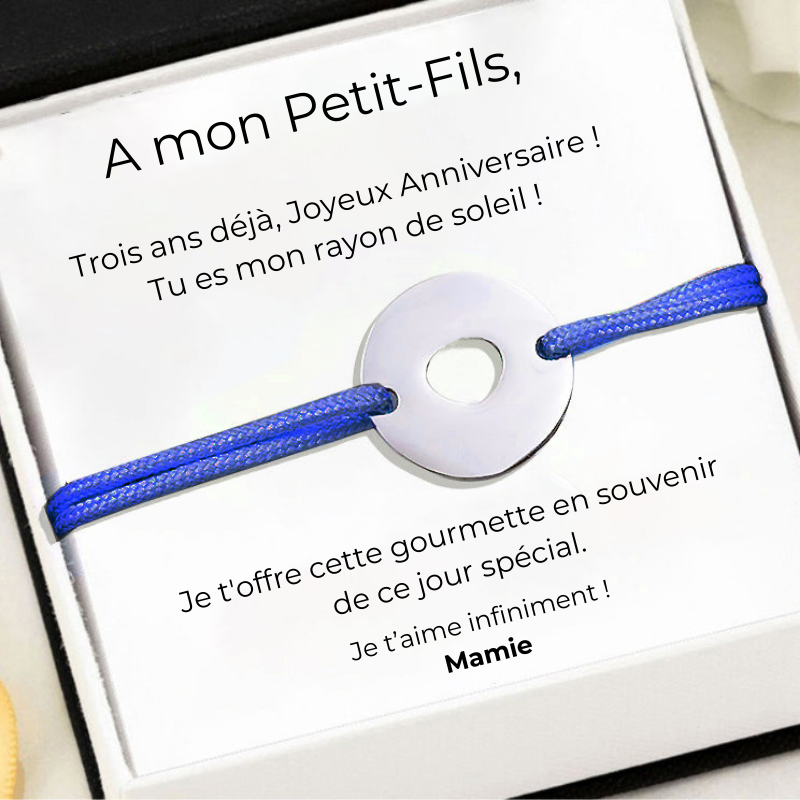 Gourmette Ajustable "A mon Petit-Fils" - Cadeau Garcon 3 ans