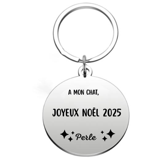 Porte-clé personnalisé Joyeux Noël Chat