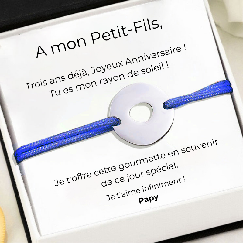 Gourmette Ajustable "A mon Petit-Fils" - Cadeau Garcon 3 ans