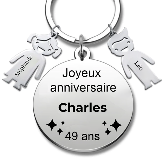 Le Porte-Clef "Joyeux anniversaire XXX 49 ans" - Prénom A Personnaliser
