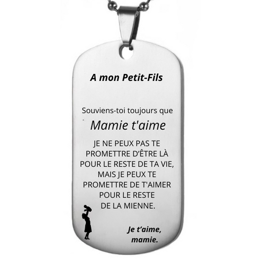 Le Collier "A mon Petit-Fils" - Personnalisation FACE