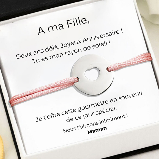 Gourmette Ajustable "A ma Fille" - Cadeau Fille 2 ans