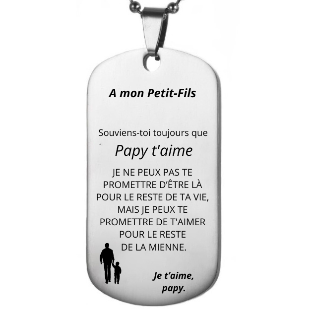 Le Collier "A mon Petit-Fils" - Personnalisation FACE