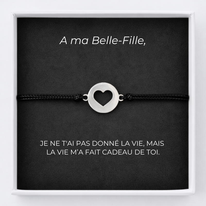 Bracelet A ma Petite-Fille Ajustable Coeur Ouvert + Carte Petite Fille personnalisée