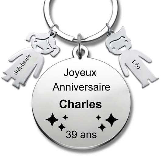 Le Porte-Clef "Joyeux anniversaire XXX 39 ans" - Prénom A Personnaliser
