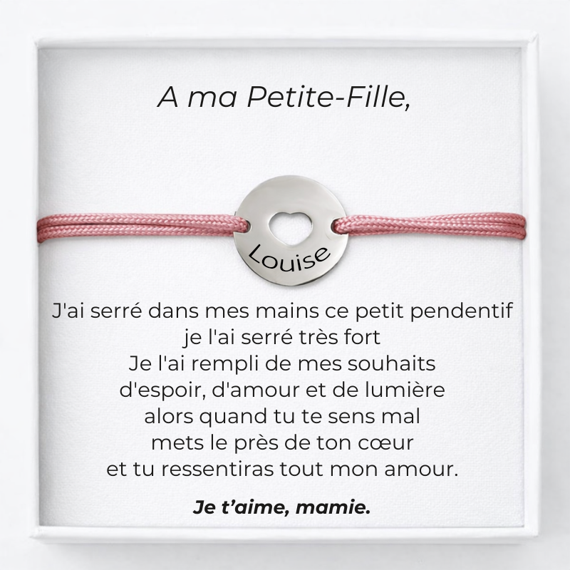 Bracelet A Ma Petite-Fille Ajustable Rose Personnalisé + Carte A Ma Petite-Fille Mamie - Les Bijoux de Marilou