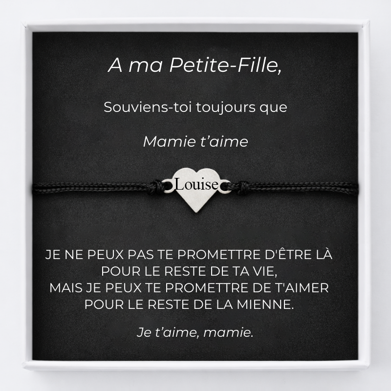 Bracelet A Ma Petite-Fille Ajustable Coeur Personnalisé + la Carte A Ma Petite-Fille - Les Bijoux de Marilou