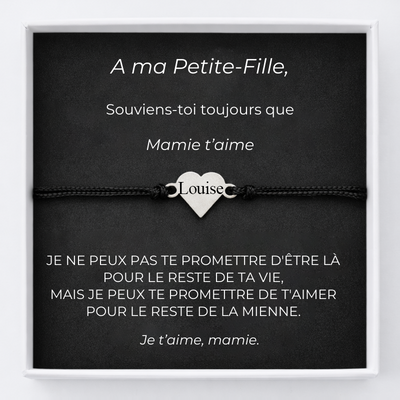 Bracelet A Ma Petite-Fille Ajustable Coeur Personnalisé + la Carte A Ma Petite-Fille