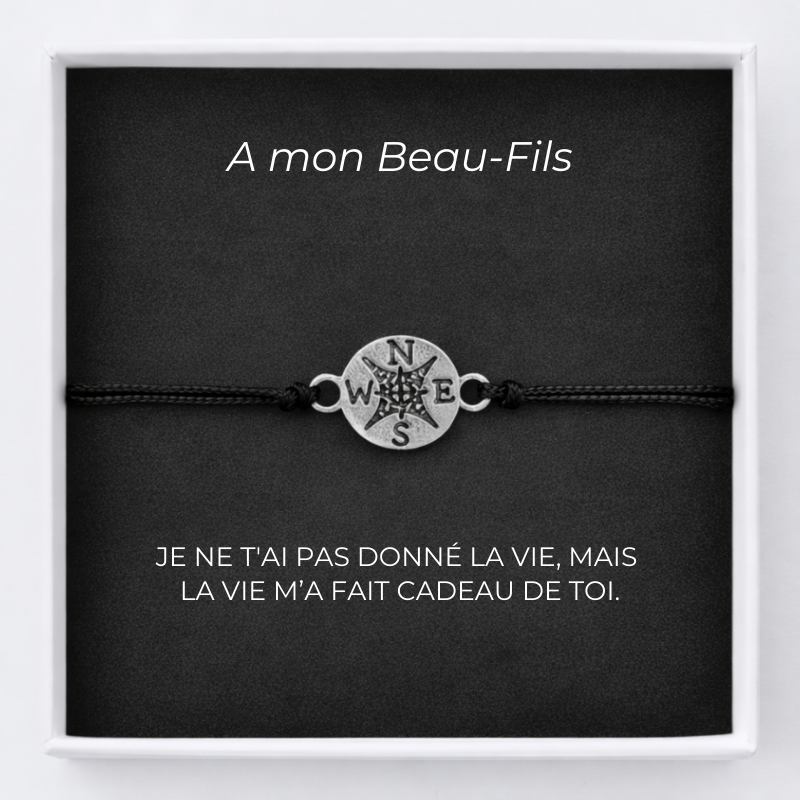 Bracelet A Mon Beau-Fils Ajustable + Carte A Mon Beau-Fils Personnalisée Mon beau-fils - Les Bijoux de Marilou