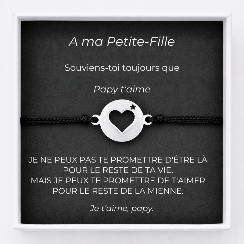 Bracelet A ma Petite-Fille Ajustable Ta Petite Etoile + Carte Petite Fille personnalisée Papy