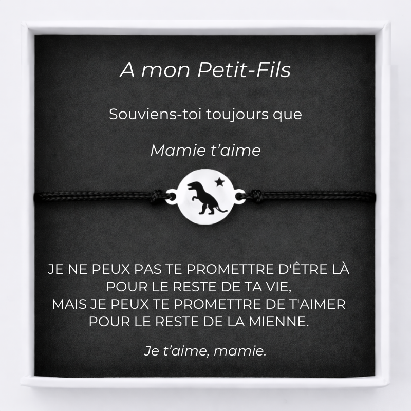 Bracelet A mon Petit-Fils Ajustable Ta Petite Etoile + Carte Petit Fils personnalisée Mamie