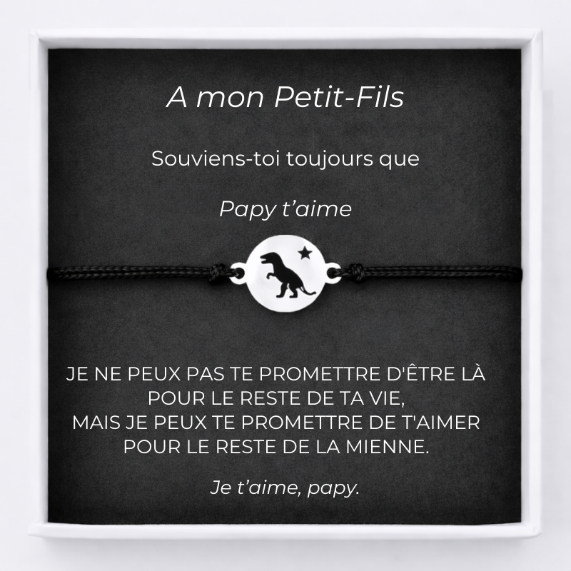 Bracelet A mon Petit-Fils Ajustable Ta Petite Etoile + Carte Petit Fils personnalisée Papy