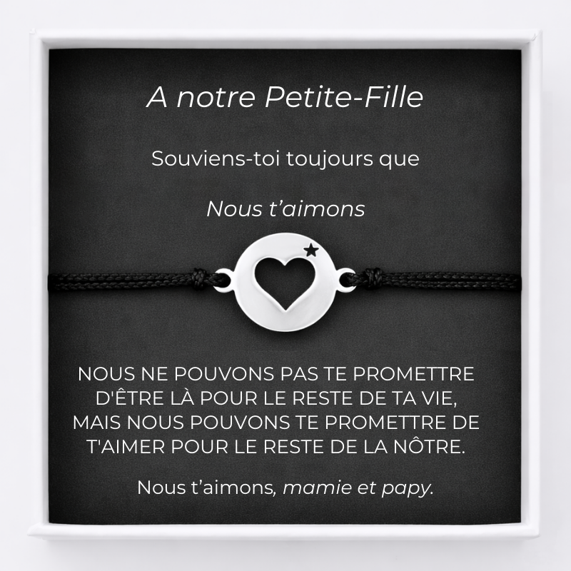 Bracelet A notre Petite-Fille Ajustable Ta Petite Etoile + Carte Petite Fille personnalisée