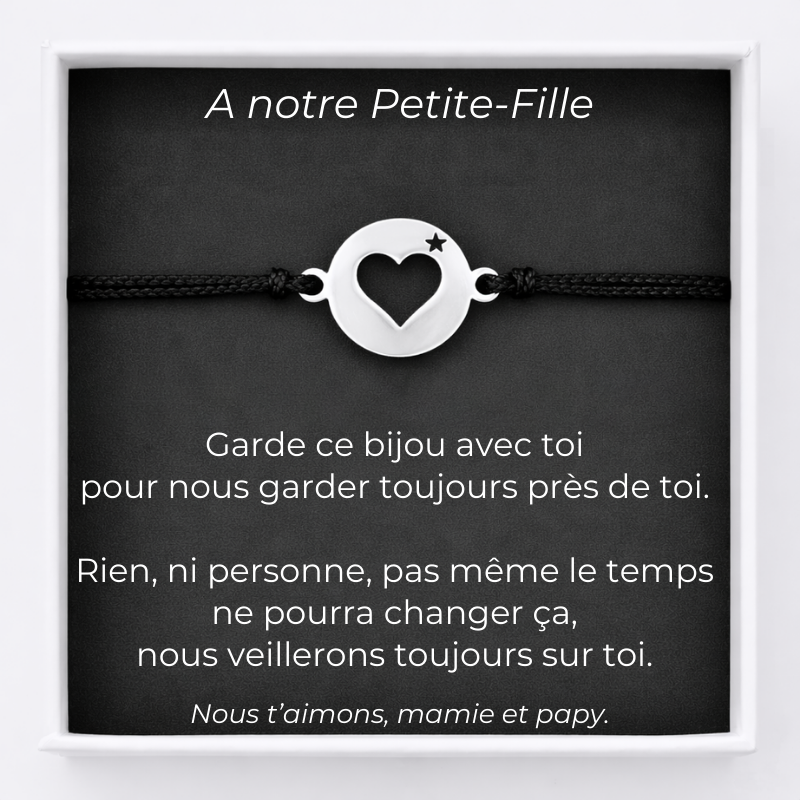 Bracelet A notre Petite-Fille Ajustable Ta Petite Etoile + Carte Petite Fille personnalisée 