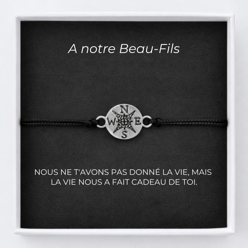 Bracelet A Mon Beau-Fils Ajustable + Carte A Mon Beau-Fils Personnalisée Notre beau-fils - Les Bijoux de Marilou