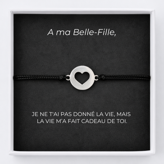 Bracelet Belle-Fille Ajustable  Coeur Ouvert personnalisé + la Carte Belle-Fille personnalisée