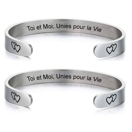 Bracelet Marraine FilleulBracelet Marraine Filleule Personnalisé Ajustable - Lot de 2e Gravé pour 2
