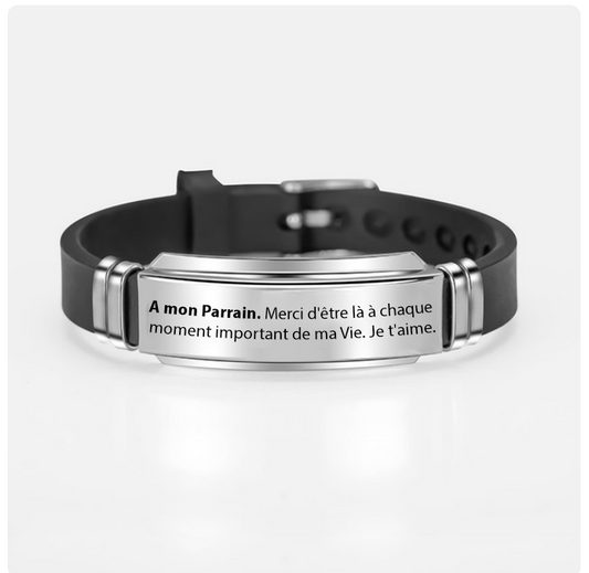 Bracelet Parrain Gravé et Ajustable