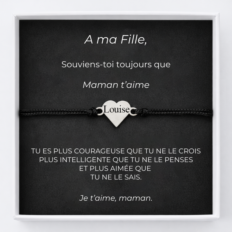 Bracelet Pour Ma Fille Ajustable et Coeur Personnalisé + Carte pour Ma Fille - Les Bijoux de Marilou