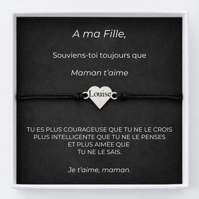 Bracelet Pour Ma Fille Ajustable et Coeur Personnalisé + Carte pour Ma Fille