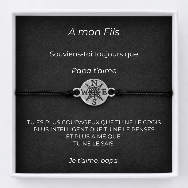 Bracelet Pour Mon Fils Ajustable + Carte Pour Mon Fils Personnalisée Papa