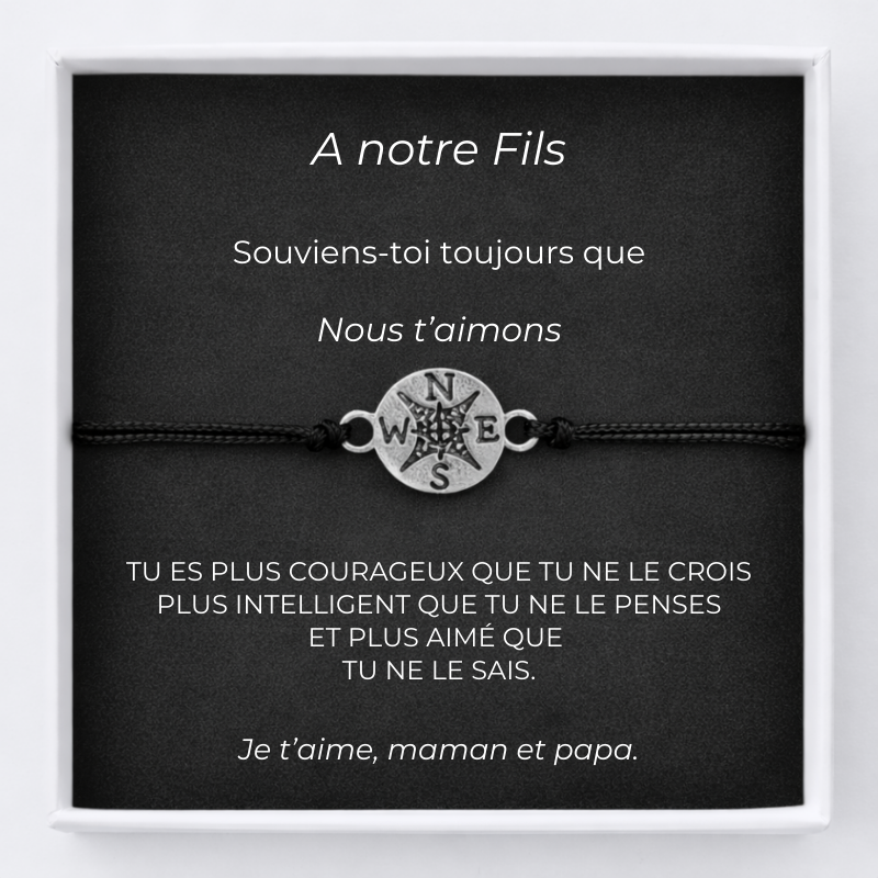 Bracelet Pour Notre Fils Ajustable + Carte Pour Notre Fils Personnalisée