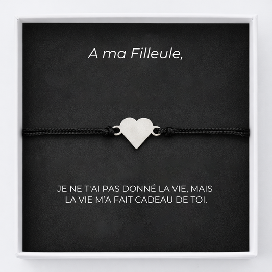 Bracelet pour Filleule Coeur Personnalisé Ajustable + Carte pour Filleule 
