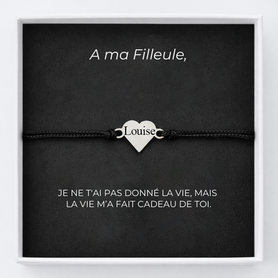 Bracelet Pour Filleule Coeur Personnalisé Ajustable + Carte pour Filleule