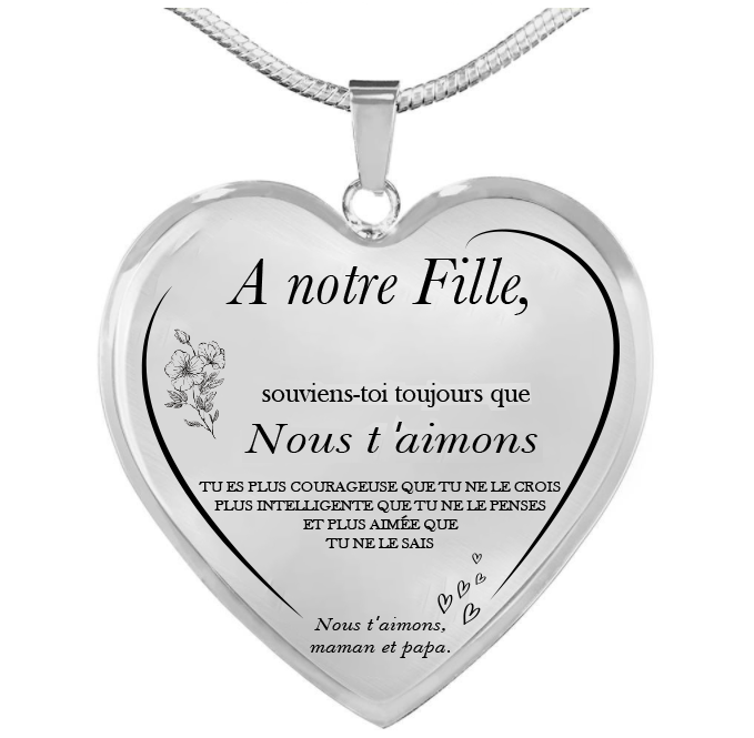 Le Collier Coeur "A ma Fille XXX" - Personnalisation FACE (Prénom)