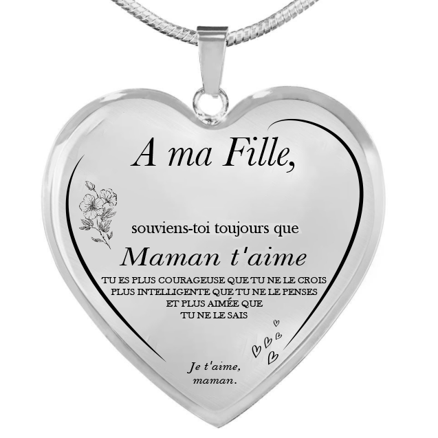 Le Collier Coeur "A ma Fille XXX" - Personnalisation FACE (Prénom)