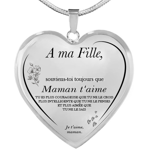 Le Collier Coeur "A ma Fille XXX" - Personnalisation FACE (Prénom)