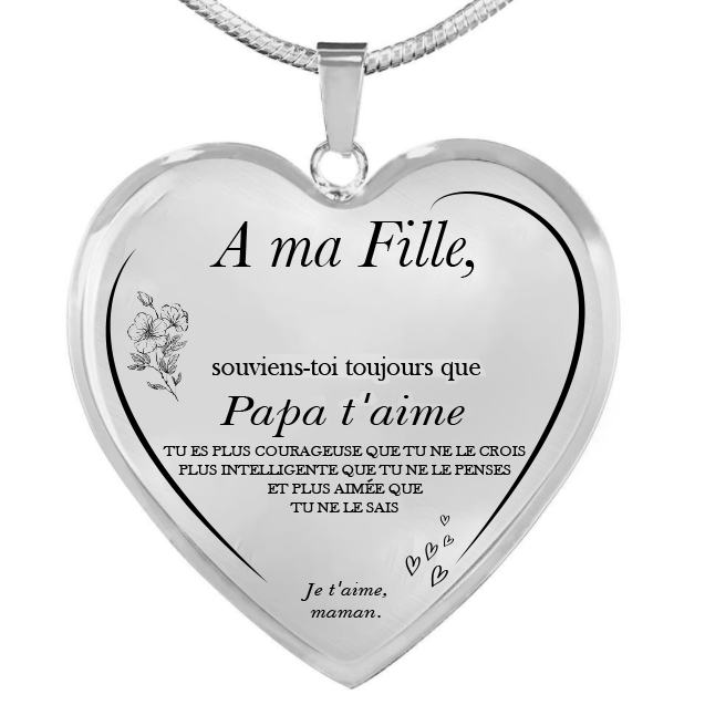 Le Collier Coeur "A ma Fille XXX" - Personnalisation FACE (Prénom)