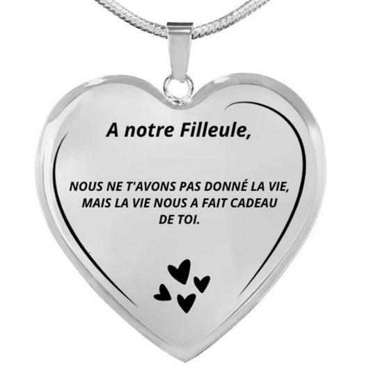 Collier Coeur A ma Filleule Gravé
