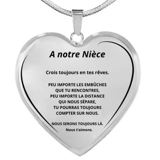 Collier Coeur A ma Nièce Gravé - Personnalisation FACE (Prénom)