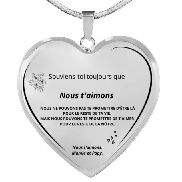Le Collier Coeur "XXX" - Personnalisation FACE - Texte Petite-Fille
