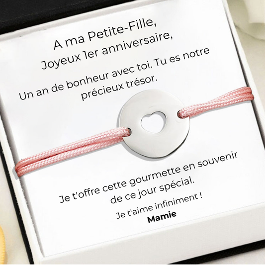 Gourmette Ajustable "A ma Petite-Fille" - Cadeau Fille 1 an