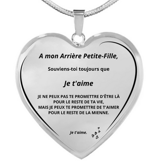 Le Collier Coeur "A mon Arrière-Petite-Fille"