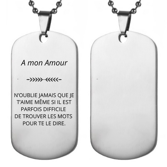 Collier Gourmette Homme "A mon Amour"