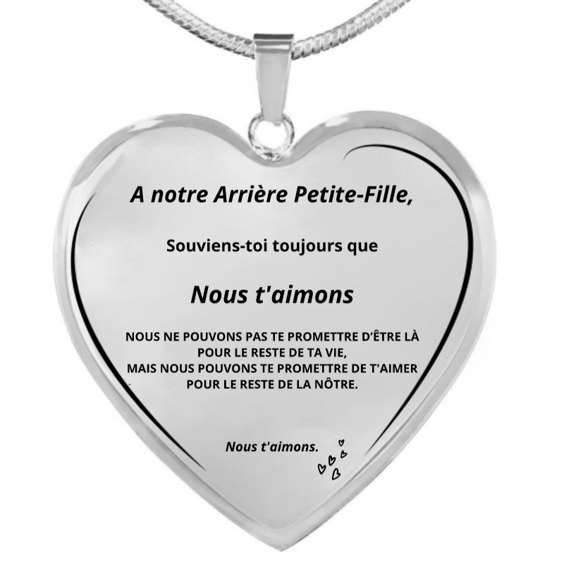 Collier Coeur "A mon Arrière-Petite-Fille"