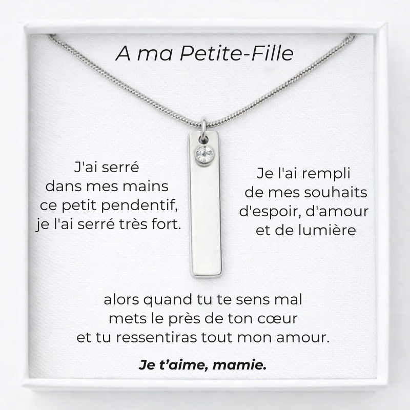 Collier A Ma Petite-Fille Prénom Personnalisé + Carte A Ma Petite-Fille Mamie 