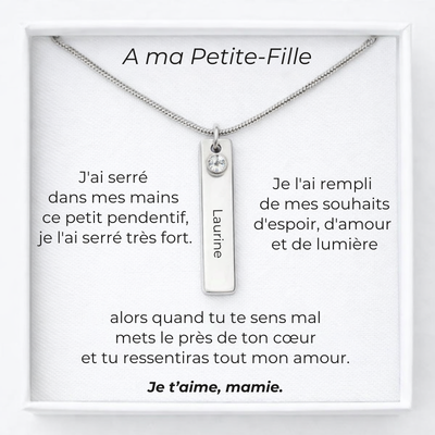 Collier A Ma Petite-Fille Prénom Personnalisé + Carte A Ma Petite-Fille